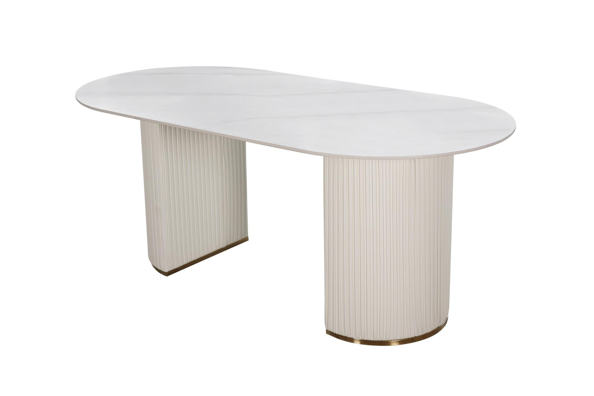 ESSTISCH MODIG Weiß 180x90x75 cm - Weiß, Stein (90/180/75cm) - FURNLUX