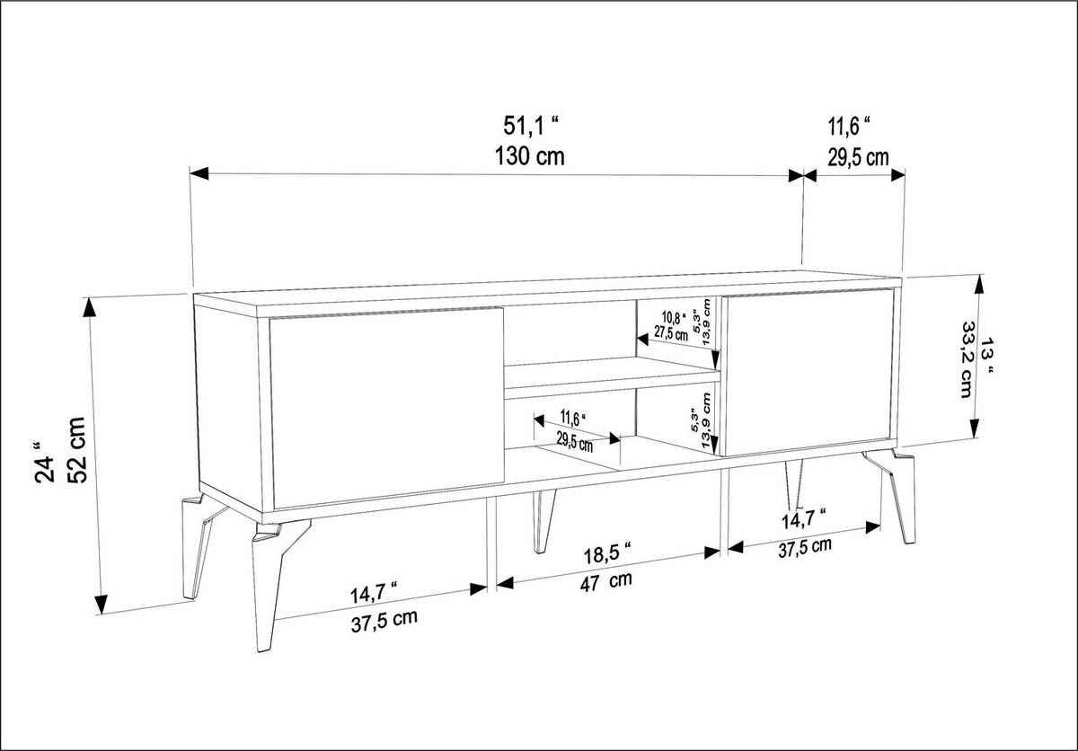 TV-LOWBOARD Lojo - Braun, Holzwerkstoff (130/52/29.5cm) - Decorotika