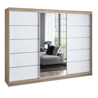 SCHWEBETÜRENSCHRANK 200 cm VILANO 1 Farbe: Sonoma,Weiß - Weiß/Sonoma Eiche, Holzwerkstoff (200/215/59.5cm) - A&J MöbelLand