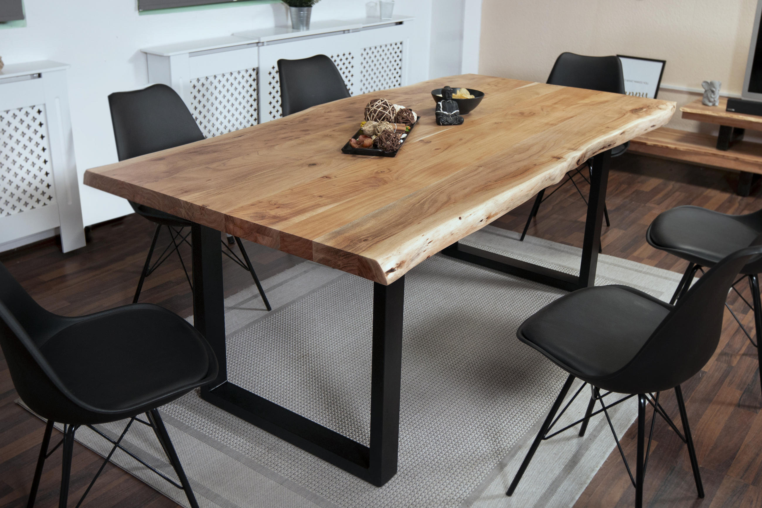 ESSTISCH CALI - Beige/Schwarz, Holz/Metall (100/200/77cm) - SAM