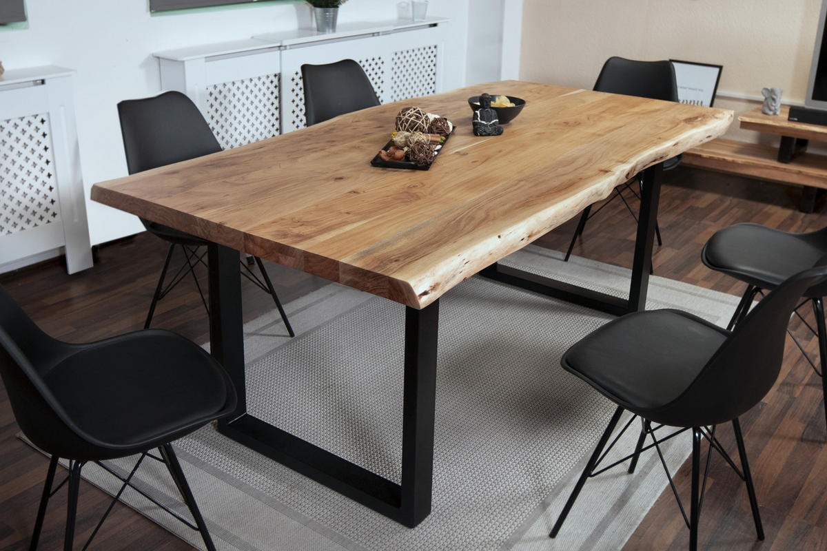 ESSTISCH CALI - Beige/Schwarz, Holz/Metall (100/200/77cm) - SAM
