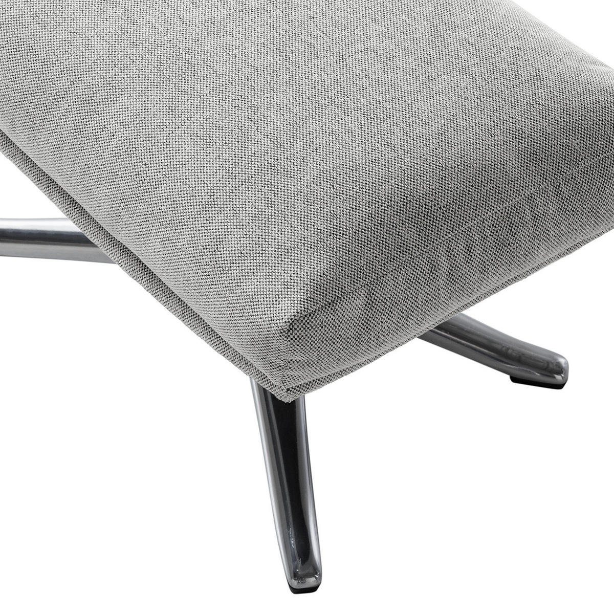 POLSTERHOCKER mit Kreuzfuß - Chromfarben/Hellgrau, Textil/Metall (51/37/41cm) - home24