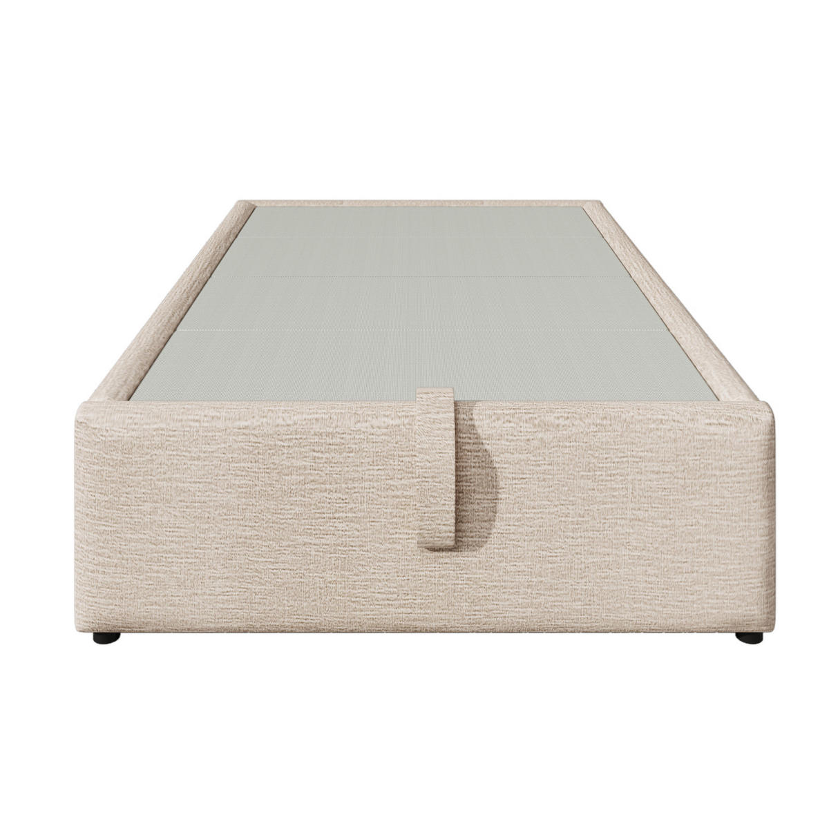 BETT mit Stauraum 90x190 cm Leinen Natur USB/Type-C - Beige, Metall (90/190cm) - Meubliv