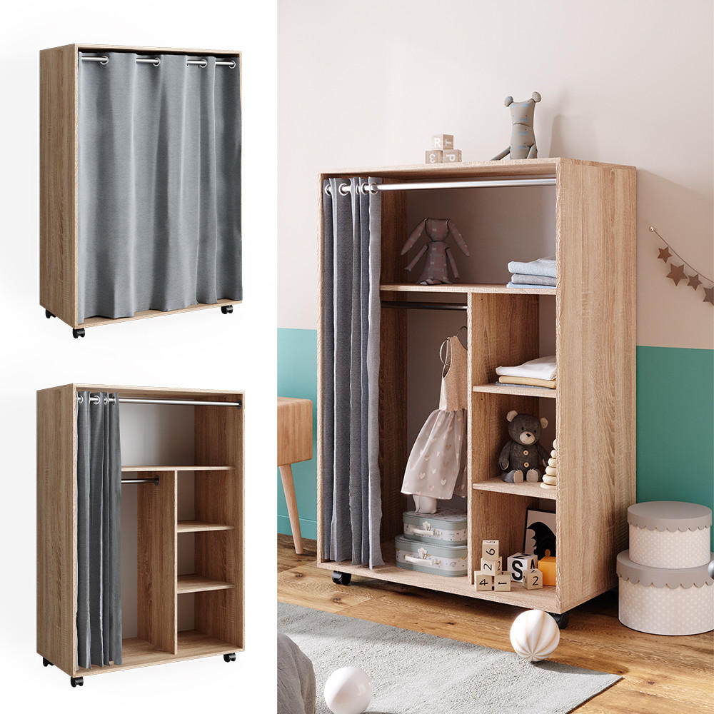 KLEIDERSCHRANK Doros Sonoma 100 x 146.6 cm offen rollbar - Sonoma Eiche, Holzwerkstoff (100/146.6/50cm) - Vicco
