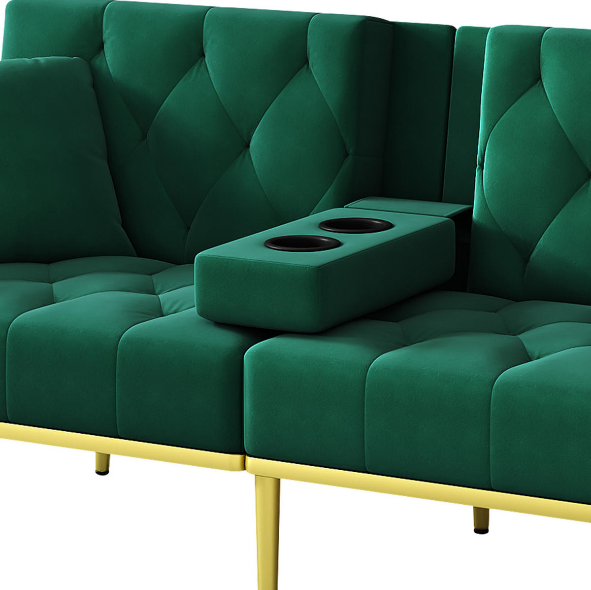 SCHLAFSOFA mit Liegefunktion 175 x 80 cm Samt Grün mit 2 Kissen - Grün, Holzwerkstoff (175/73.5/80cm) - Meubliv