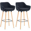 BARHOCKER 2er Set Stoff schwarz - Eukalyptusholzfarben/Schwarz, Holz/Textil (55/99/46cm) - CLP