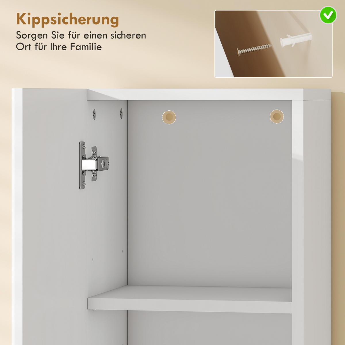 BADEZIMMERSCHRANK aus MDF 30/24/140 cm Weiß - Weiß, Holzwerkstoff (24/140/30cm) - HOMCOM