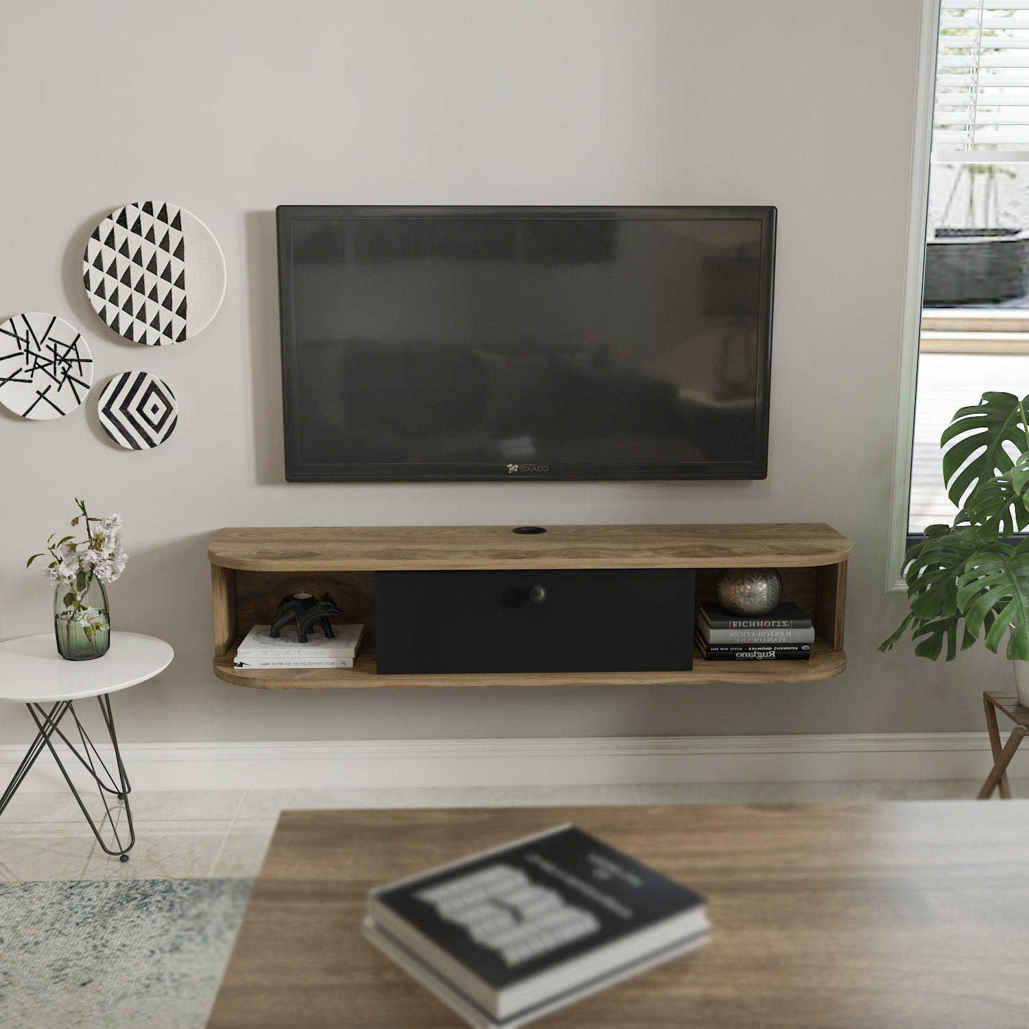 TV-ELEMENT Ibarra 120 cm Schwarz Oud - Schwarz/Braun, Holzwerkstoff (120/23.4/29.6cm) - Decorotika