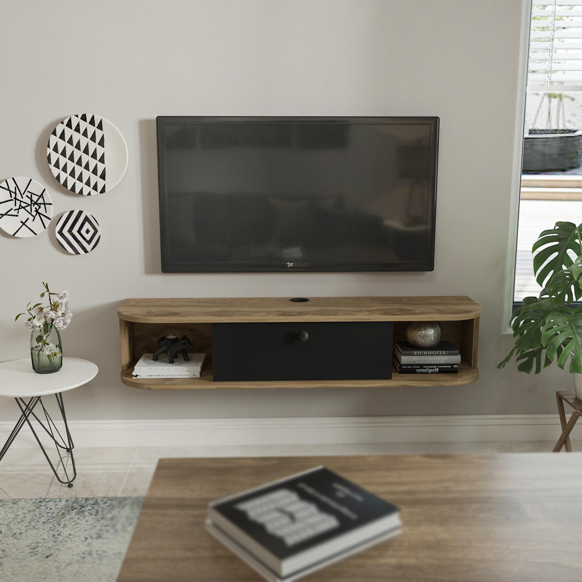 TV-ELEMENT Ibarra 120 cm Schwarz Oud - Schwarz/Braun, Holzwerkstoff (120/23.4/29.6cm) - Decorotika