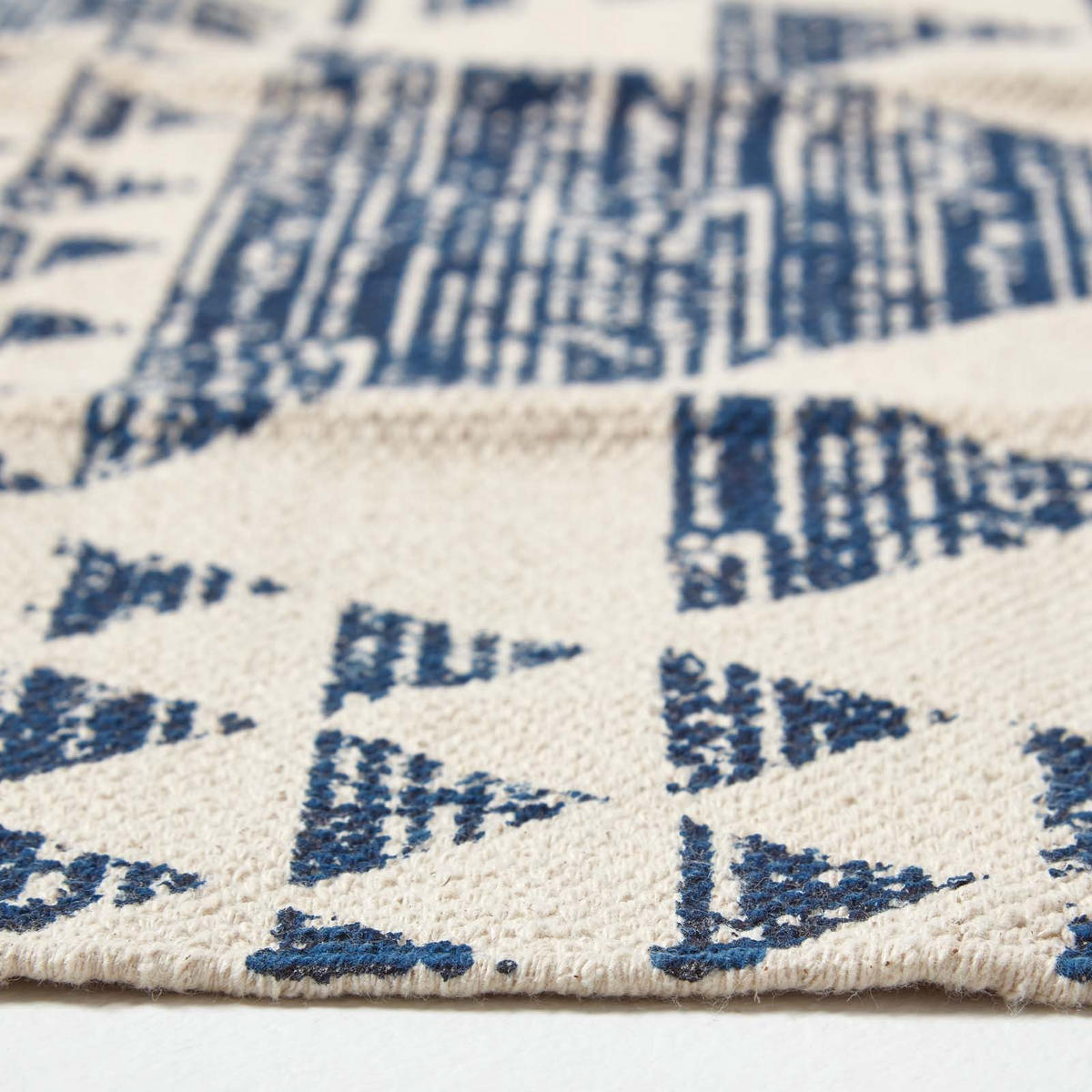 BAUMWOLLTEPPICH-LÄUFER Delphi geometrisch 66/200 cm - Blau, Textil (66/200cm) - Homescapes