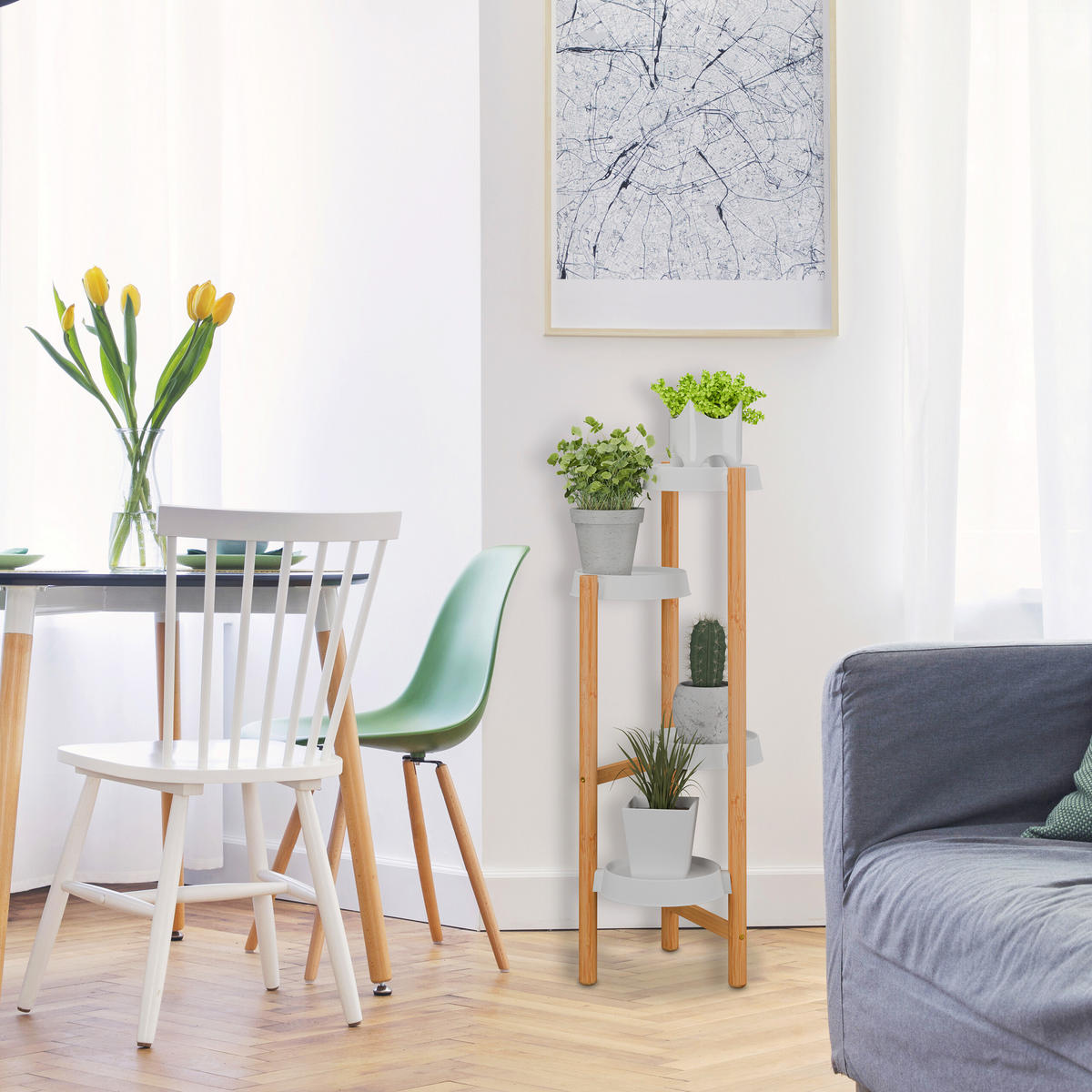 PFLANZENSTÄNDER - Multicolor, Holz/Kunststoff (33/32/85cm) - Relaxdays