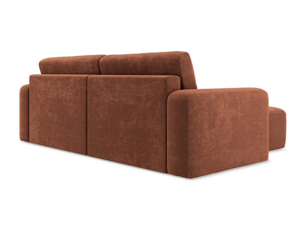 ECKSOFA mit Schlaffunktion links Chenille Stoff Orange - Terra cotta/Schwarz, Kunststoff/Textil (149/244cm) - Makamii