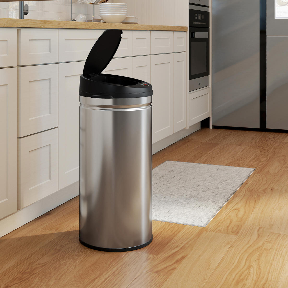 MÜLLEIMER mit Sensor 42L Edelstahl Automatischer Mülleimer mit Soft-Close-Deckel - Silberfarben, Metall (30.5/68/30.5cm) - HOMCOM