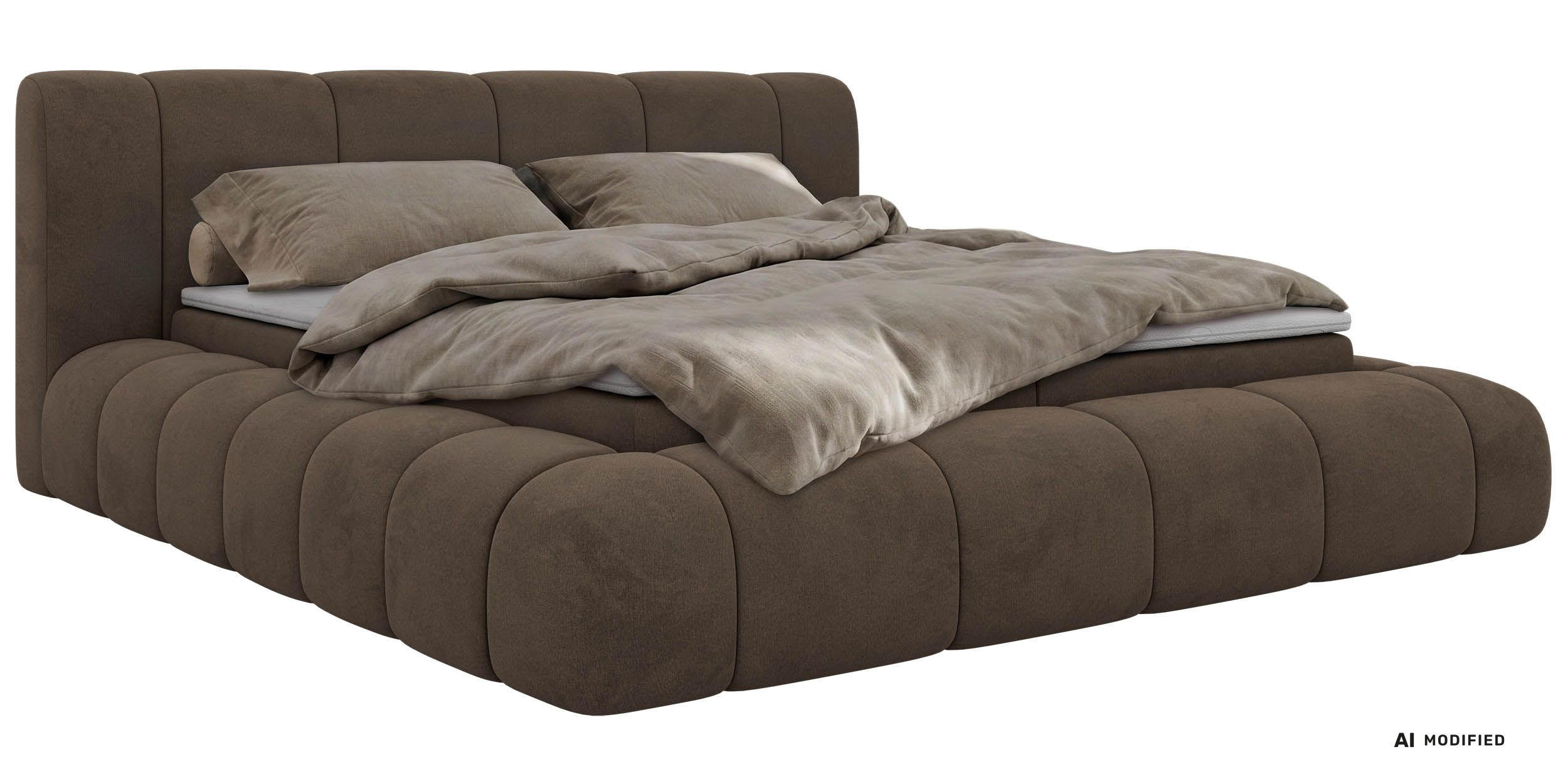 AMERICKÁ POSTEĽ NUBEA 160/200 - Hnedá Samet - Topper T25 - H4 (tvrdý) - hnedá/čierna, textil/plast (160/200cm) - MKS