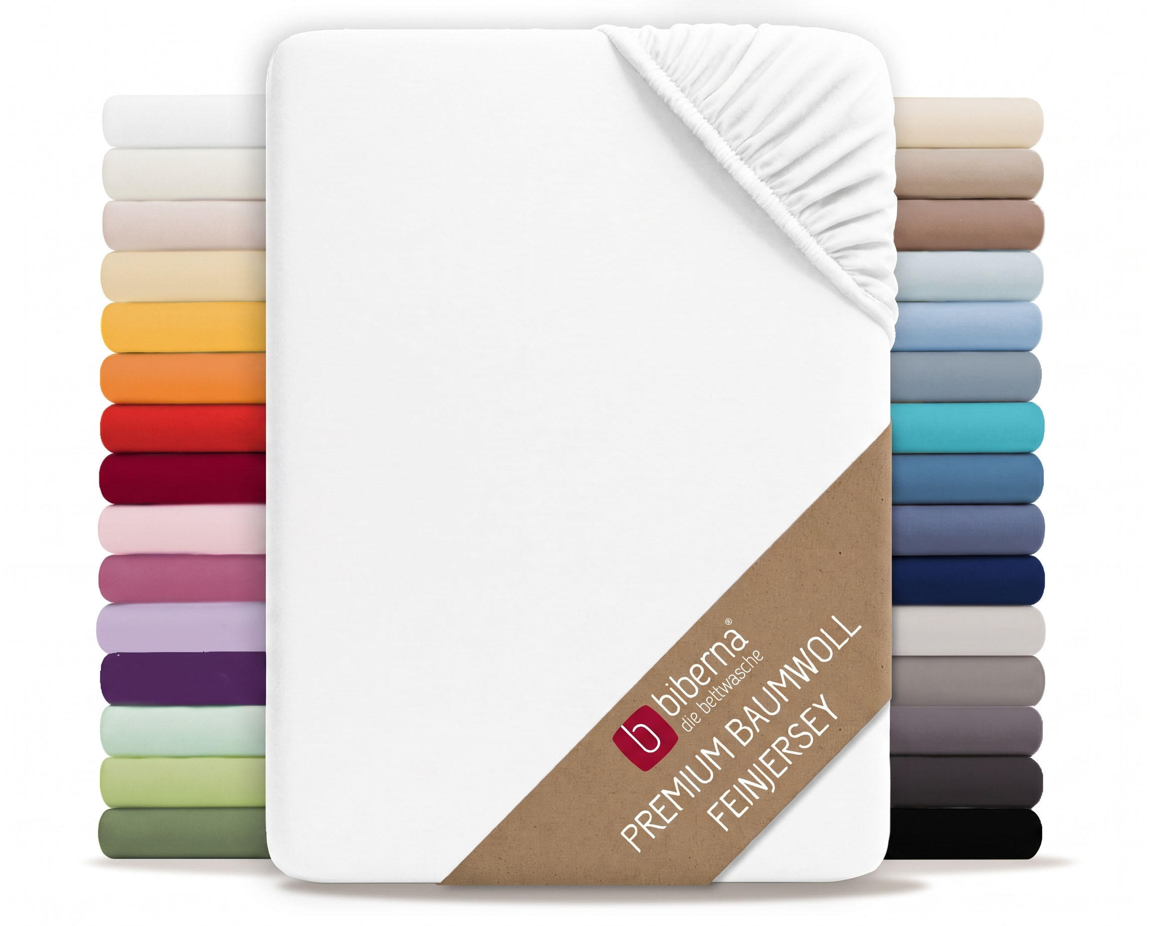 SPANNBETTTUCH Deluxe Jersey weiss, 140x200 cm - 160x220 cm - Weiß, Textil (160/220cm) - biberna