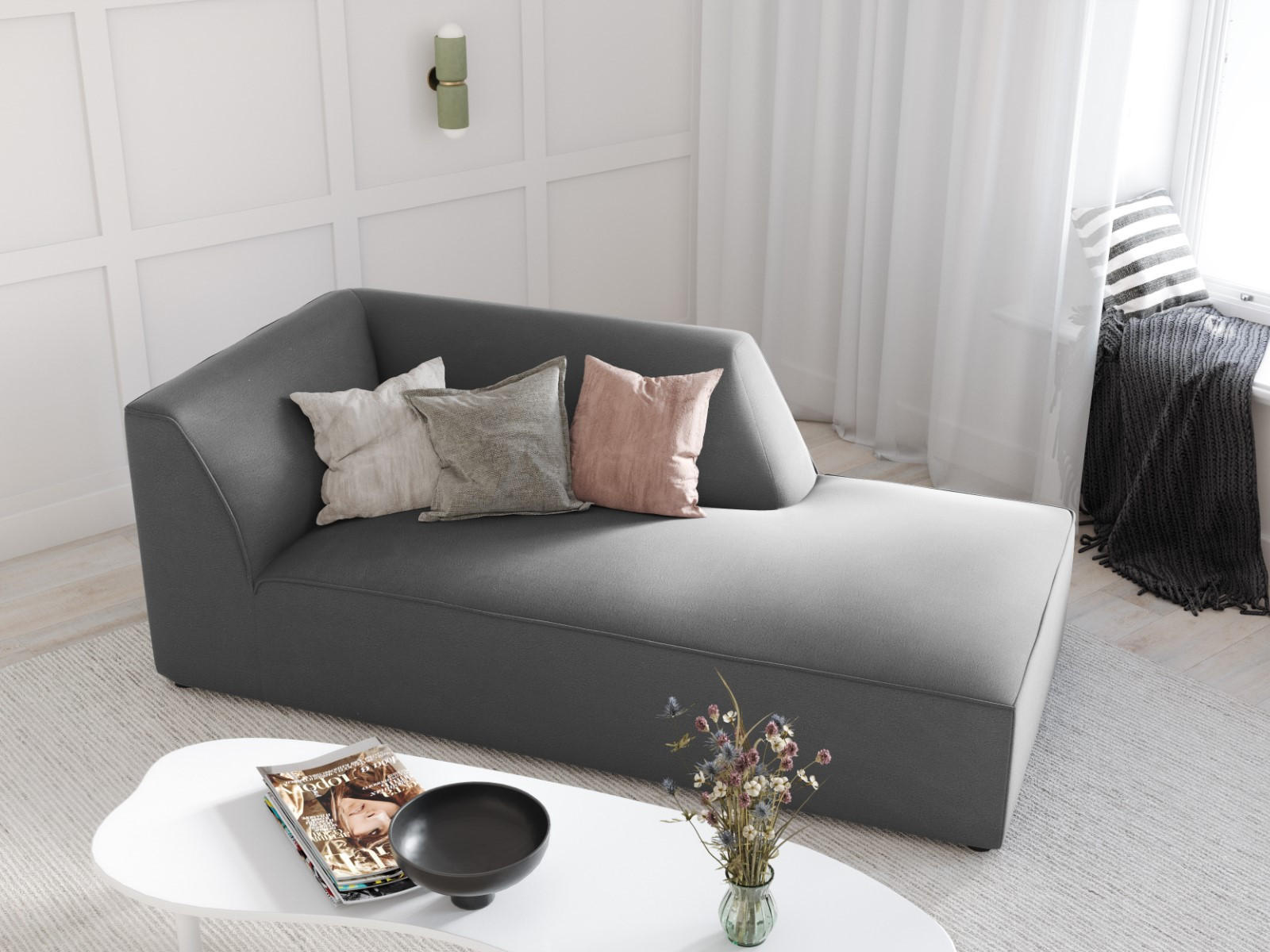 Thumbnail - Micadoni Chaiselongue, Grau, Textil, 93x69x180 cm, Hergestellt in Europa, Oeko-Tex®, Wohnzimmer, Sessel, Relaxliegen