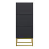 SCHUHSCHRANK Veldio mit 3 Klappen Schwarz mit goldenem Metallgestell 50 cm - Goldfarben/Schwarz, Holzwerkstoff/Metall (50/125/30cm) - Selsey