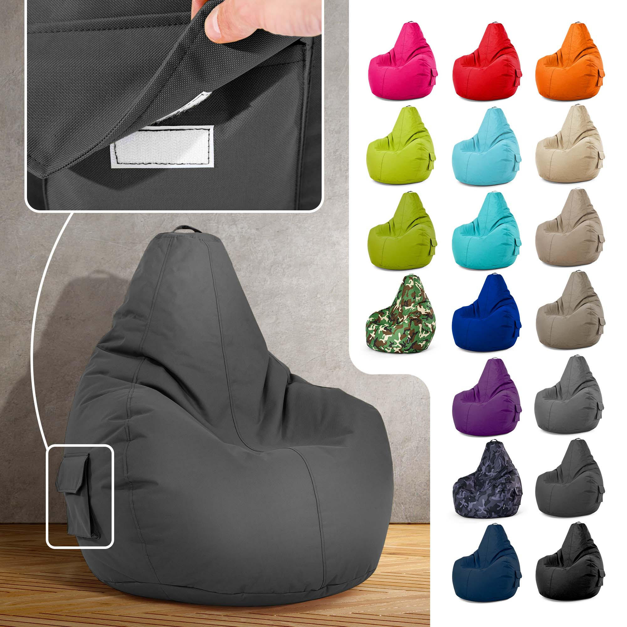 SITZSACK Lounge Chair "Cozy" 80x70x90cm - Anthrazit, Textil (70/90/80cm) - Green Bean