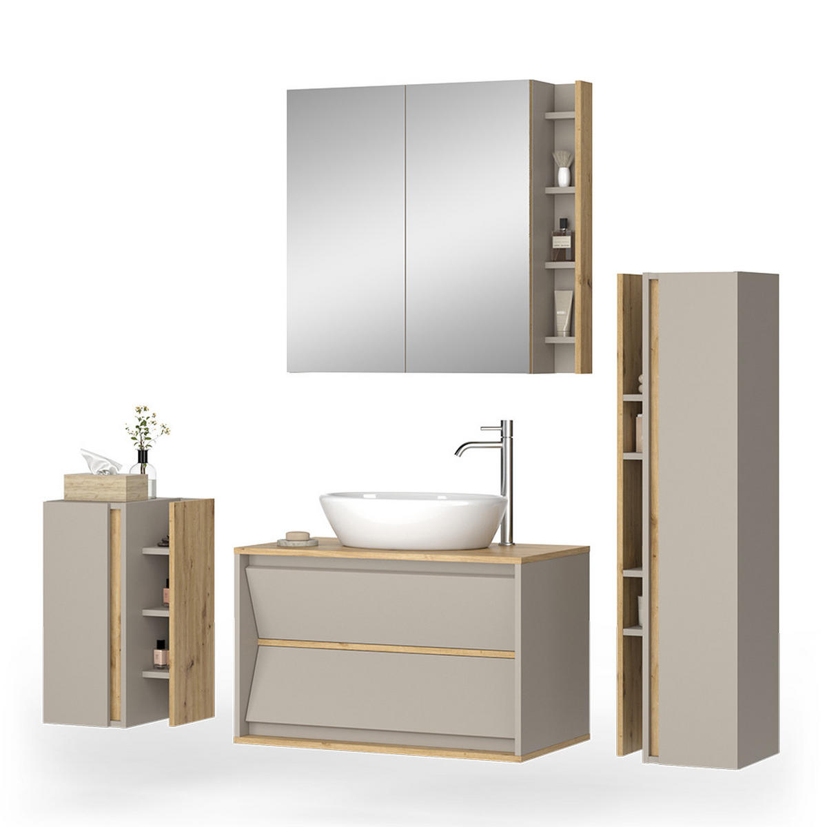 KOUPELNOVÝ NÁBYTEK Edelin Kašmír - kašmírová/světle šedá, kompozitní dřevo (80/50/45cm) - Vicco
