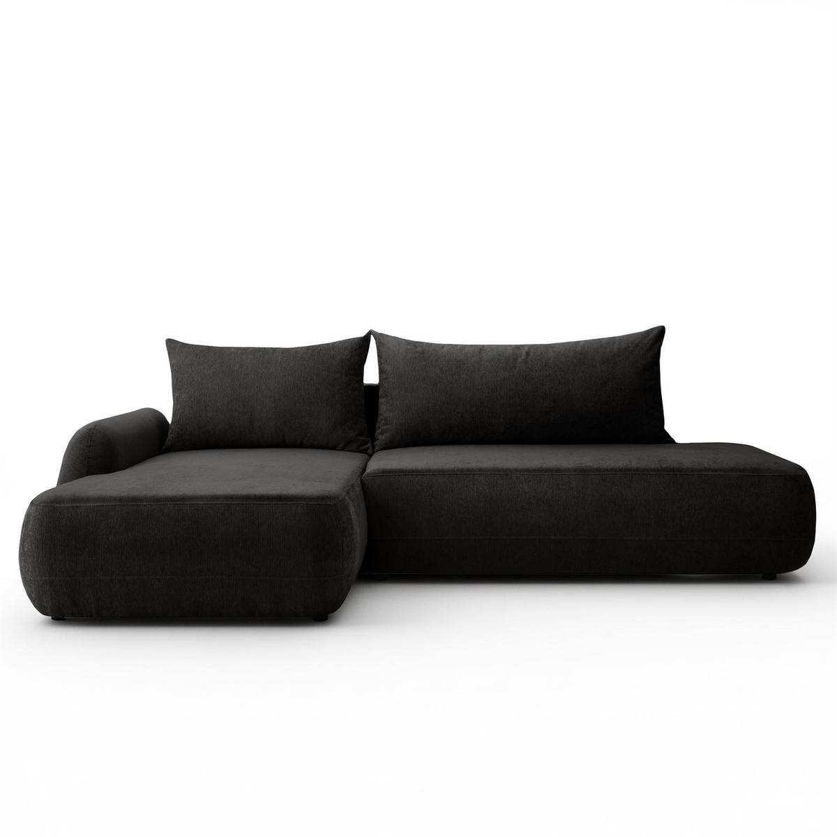 ECKSOFA GOYA mit Schlaffunktion und Bettkasten, Linke,Perfect Harmony 99 - Anthrazit, Textil (184/302cm) - Lookway