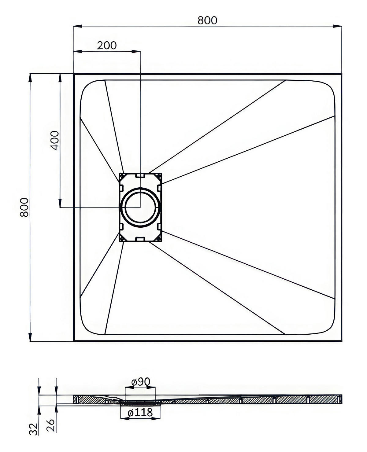 DUSCHSET Hela Vidar Schwarz/Transparent, 2-teilig, quadratisch, 80/80/193 cm - Schwarz, Glas (80/80/193cm) - bad land