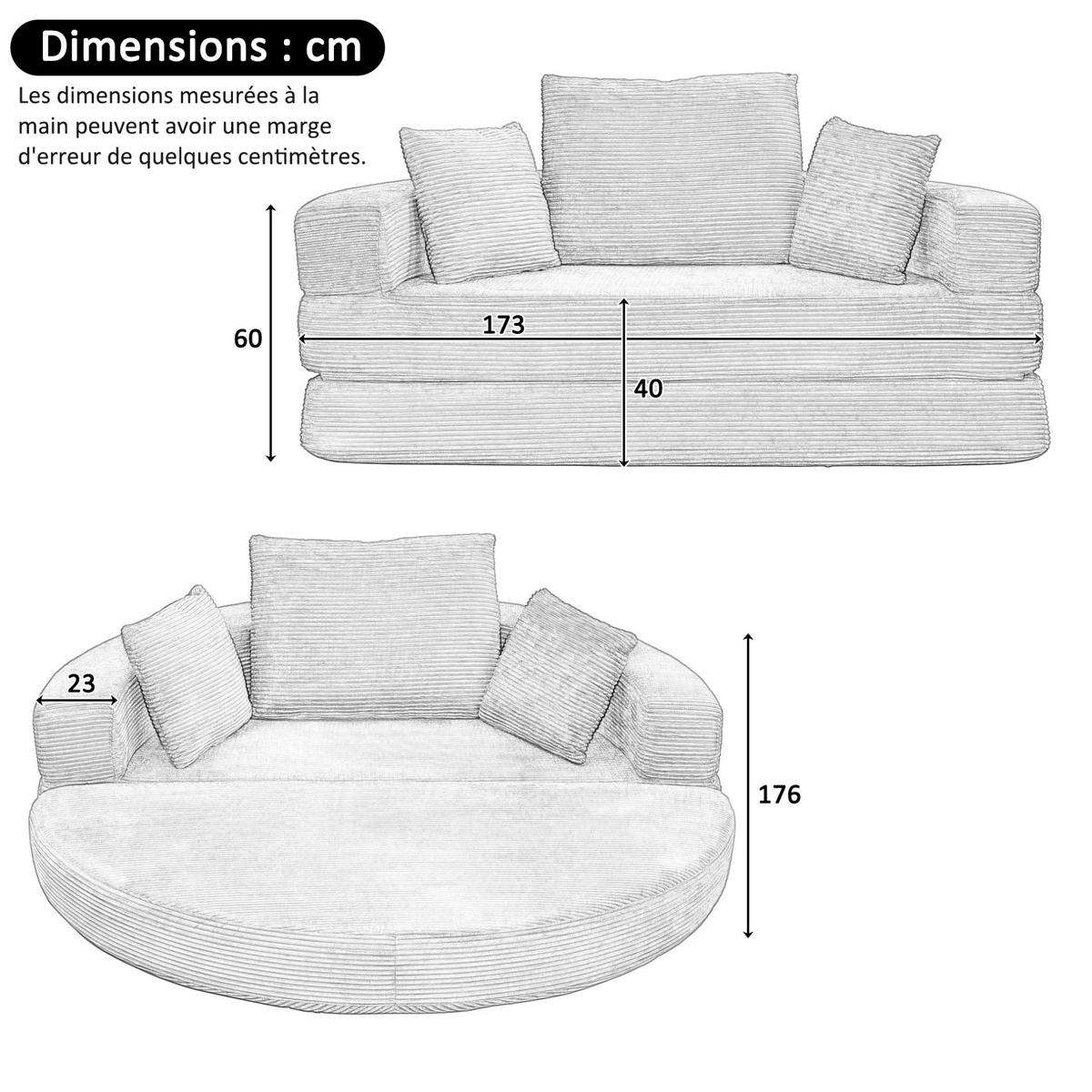 SCHLAFSOFA 2-in-1 173x176 cm Cord Orange mit 3 Kissen - Orange, Kunststoff (176/40/173cm) - Meubliv