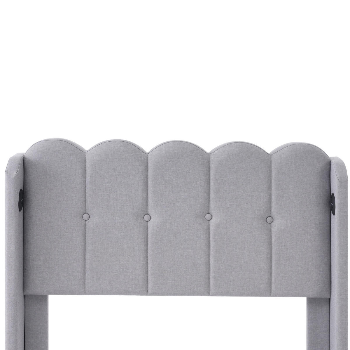POLSTERBETT mit Leinenbezug 90x200 cm Grau mit USB- und USB-C-Ladeanschlüssen - Grau, Textil (90/200cm) - IVMEU