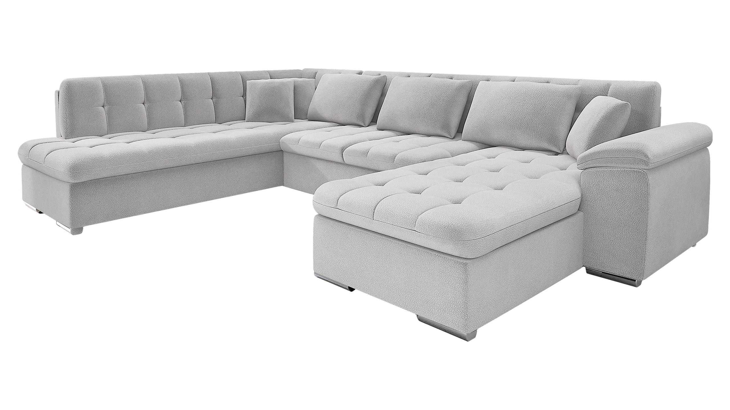 WOHNLANDSCHAFT Niko Bis Premium, Seite: Rechts - Silberfarben, Holz/Textil (348/76/205cm) - MIRJAN24