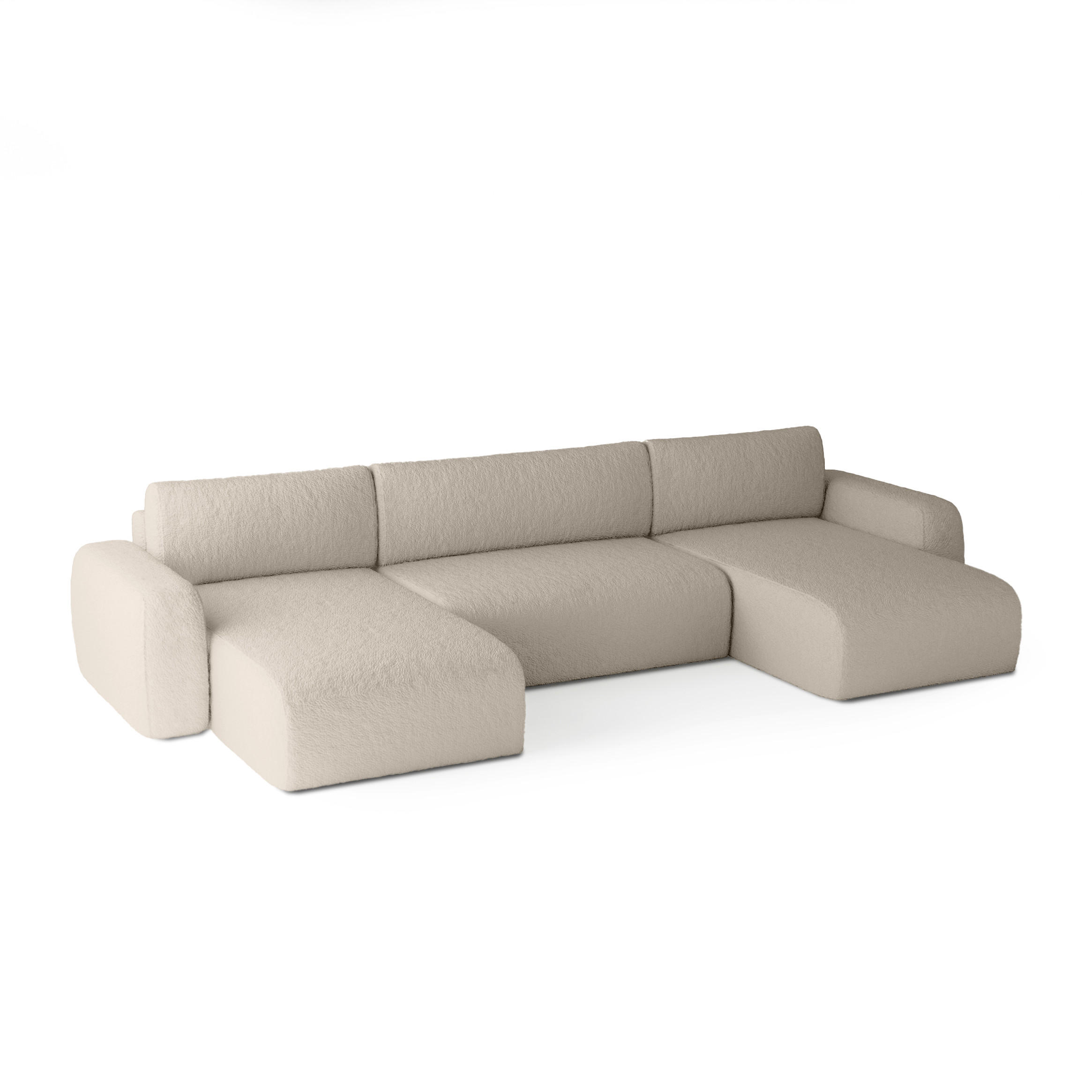 WOHNLANDSCHAFT Eckcouch Beige Varde U - Beige, Textil (185/70/398cm) - Fedve