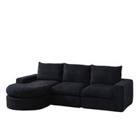 ECKSOFA aus Chenille Schwarz mit verstellbarer Chaiselongue, 4 Modulen und ohne Montage - Schwarz, Textil (250/160cm) - Modfu