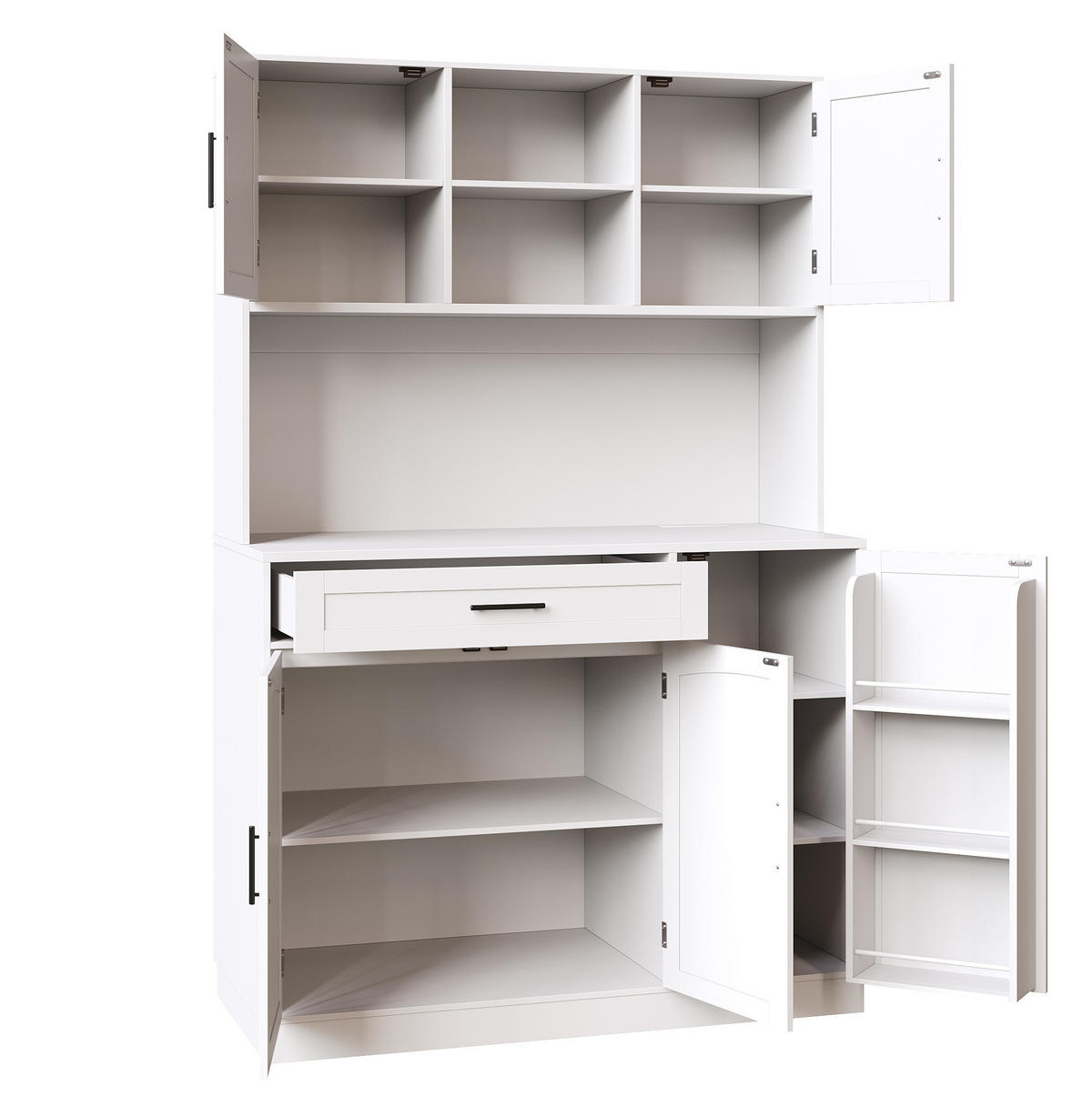BUFFET 110/180/38 cm Weiß aus MDF und Metall mit LED-Leiste und Steckdosenleiste - Weiß, Holzwerkstoff (38/180/110cm) - OKMYHOME