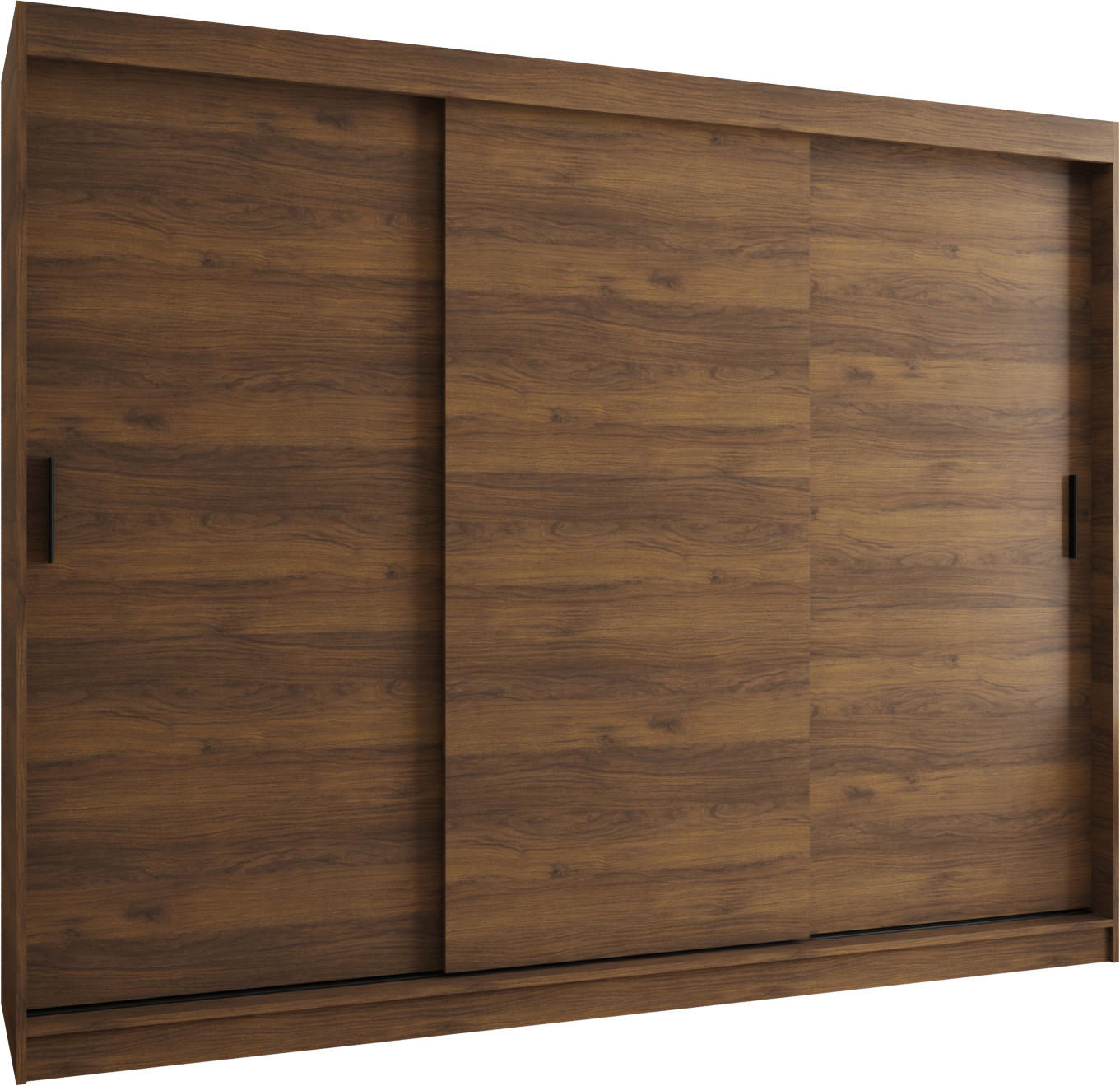 OMARA Z DRSNIMI VRATI 200/250/62 3-vratna - črna/rjava, umetna masa/les (250/200/62cm)