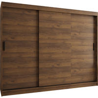 ŠATNÍ skříň s posuvnými dveřmi 200/250/62 3dveřová - černá/hnědá, dřevo/plast (250/200/62cm)