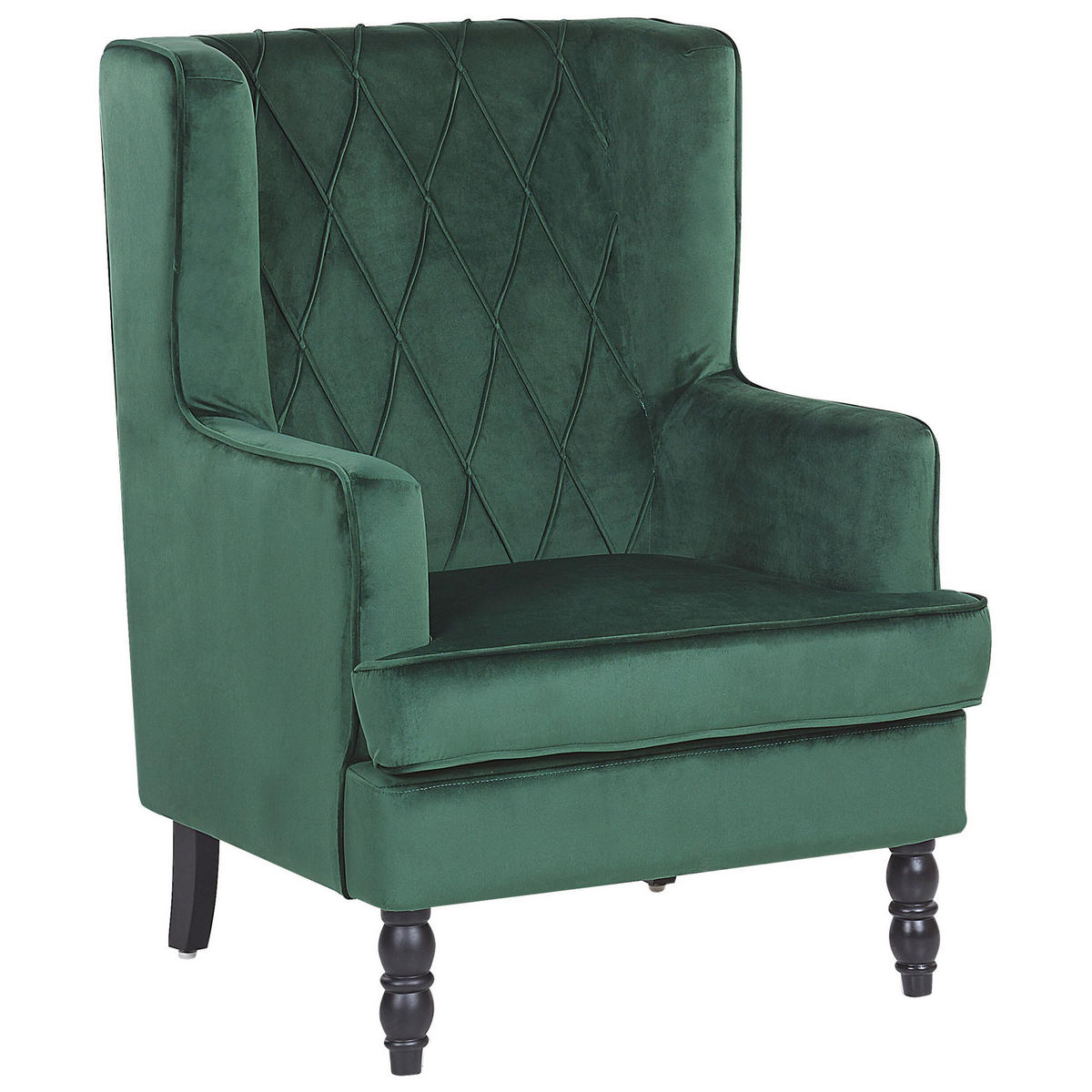 SESSEL Samtstoff grün plus Hocker Sandset - Grün, Textil (72/103/75cm) - Beliani