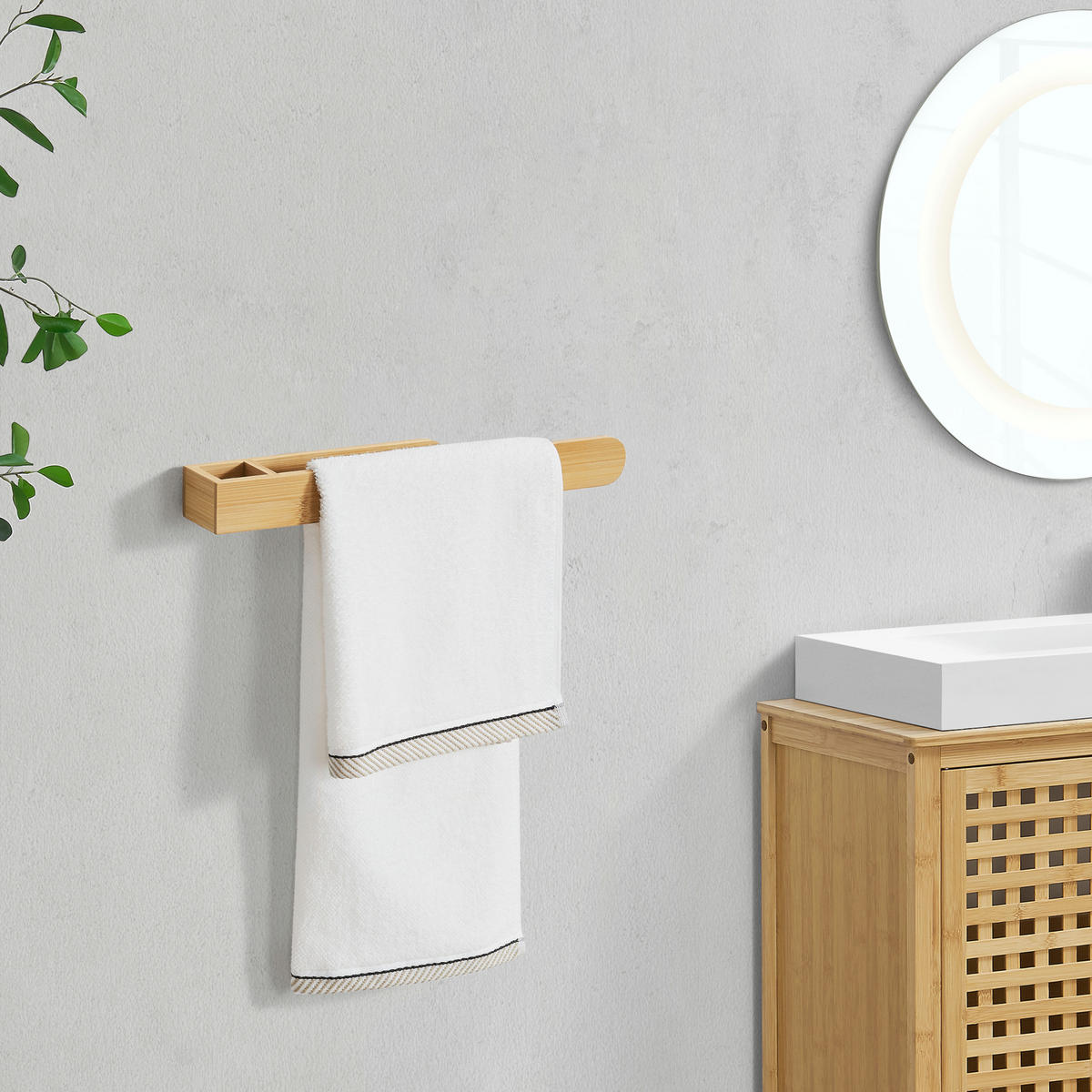 WAND-HANDTUCHHALTER Tønsberg - Naturfarben, Holz (38/4/5cm) - [en.casa]