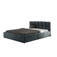 POLSTERBETT MALTA mit Kopfteil, 140 x 200 cm, Doppelbett mit Bettkasten und Lattenrost aus Metall, Velourstoff: Dunkelgrau - Dunkelgrau, Holz/Textil (140/200cm) - Agmat-Furniture