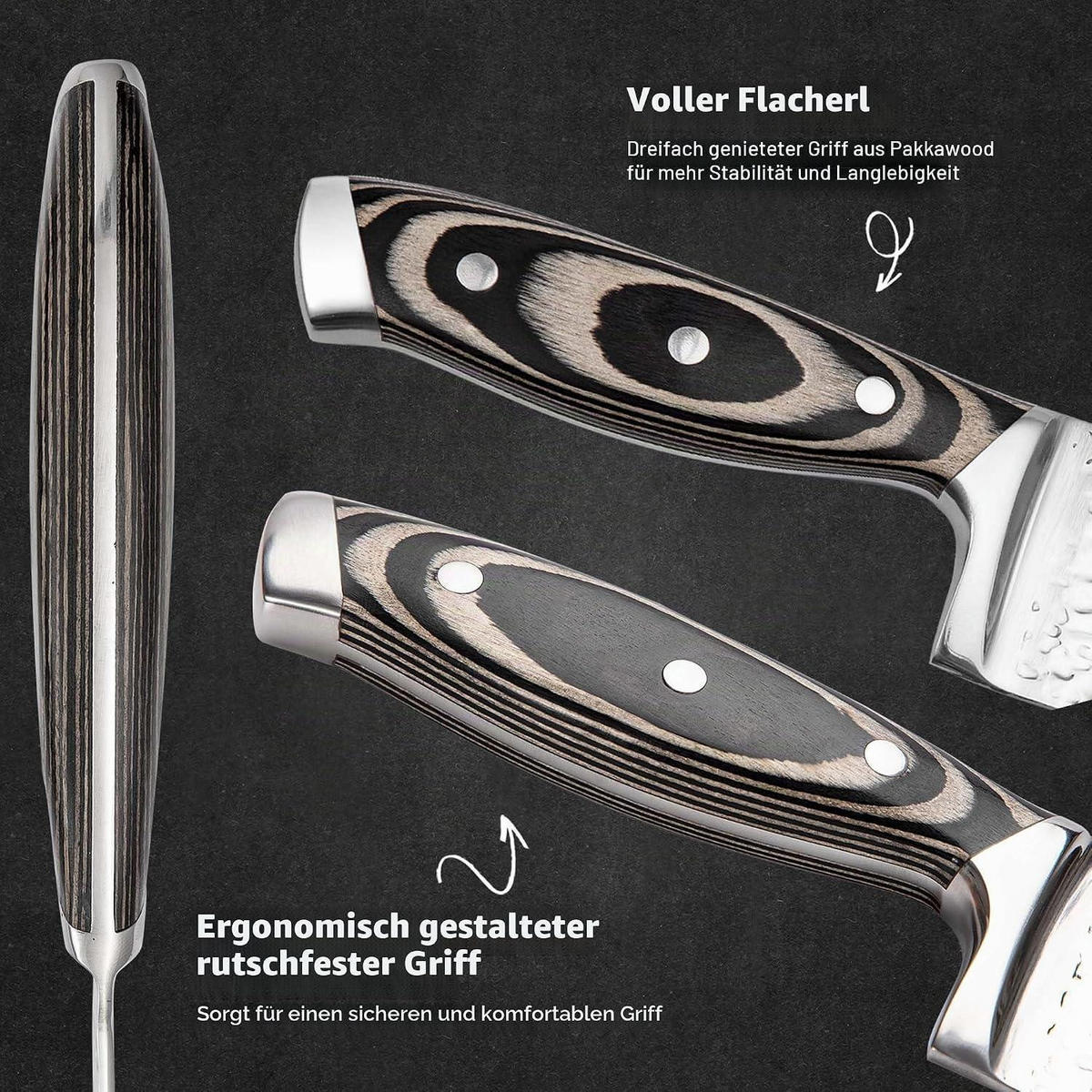 MESSERBLOCKSET 15-teilig Naturholzfarben - Multicolor, Metall