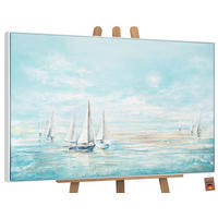 GEMÄLDE Meeresblau Schattenfugenrahmen Weiß 120x80 cm - Weiß, Holz (120/80cm) - YS-art gallery