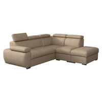 ECKSOFA Boston 2RR1P, Seite: Rechts 2R+R+1P(65)+PUFAP - Hellbraun/Silberfarben, Holz/Textil (260/230cm) - MIRJAN24