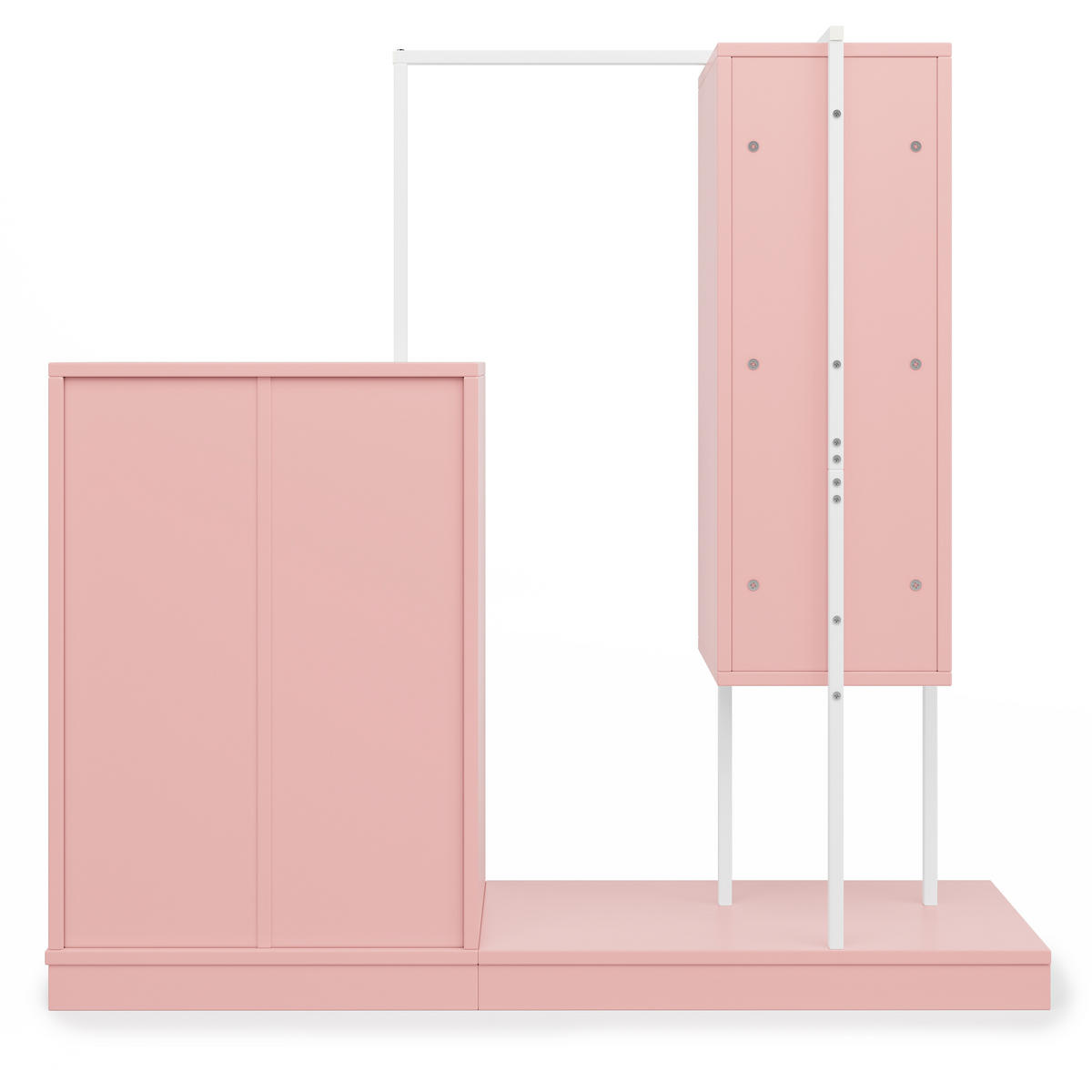 GARDEROBENSCHRANK mit Schubladen Kleiderstange offenen Ablagen Sideboard Rosa 140/40/135 cm - Rosa, Holzwerkstoff/Metall (140/127.5/40cm) - EVRYAE