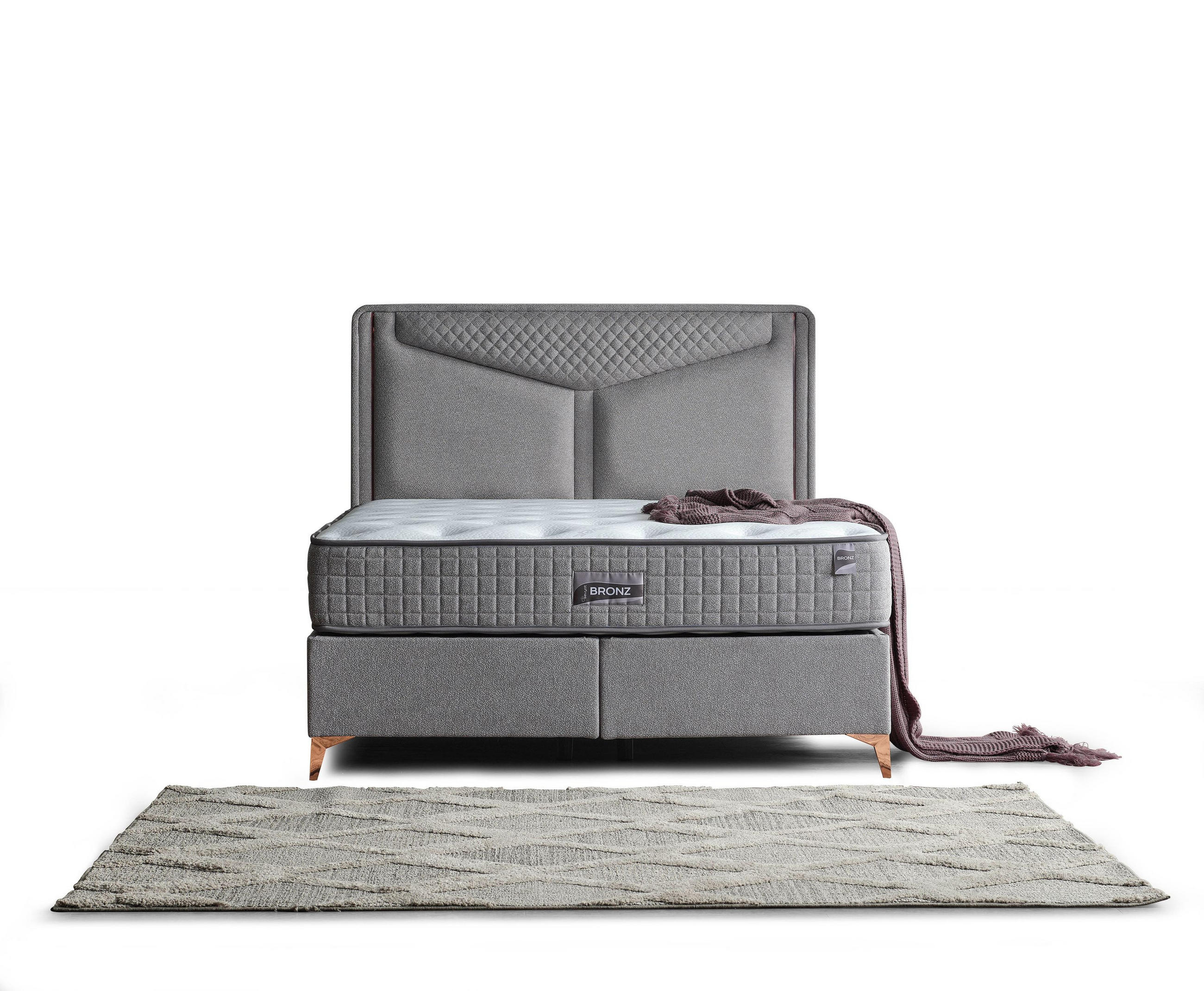 POLSTERBETT-SET Bronz 140x200 Grau - Bett inkl. Matratze - Grau, Metall (140/200cm) - Villa Möbel