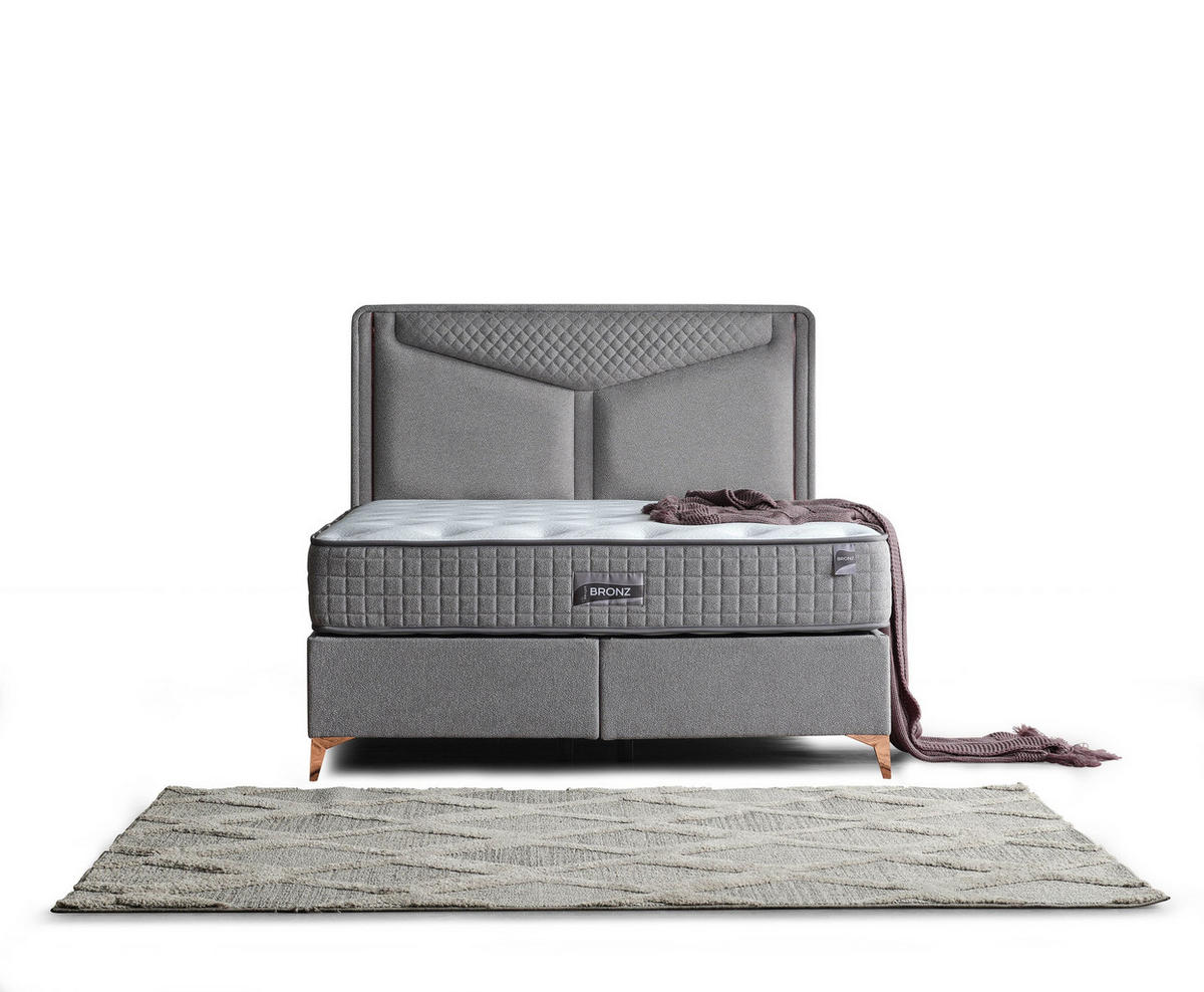 POLSTERBETT-SET Bronz 180x200 Grau - Bett inkl. Matratze - Grau, Metall (180/200cm) - Villa Möbel