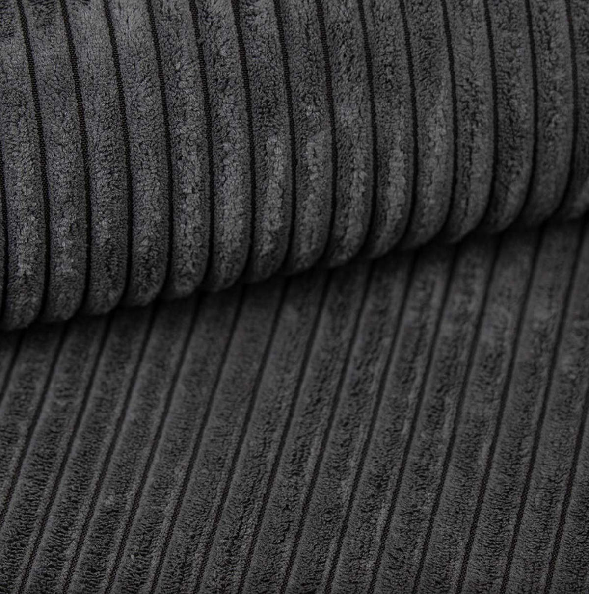 ECKSOFA KARL L mit Stauraum und Bettkasten, Graphite - Graphitfarben, Textil (244/145cm) - KS Home Concept