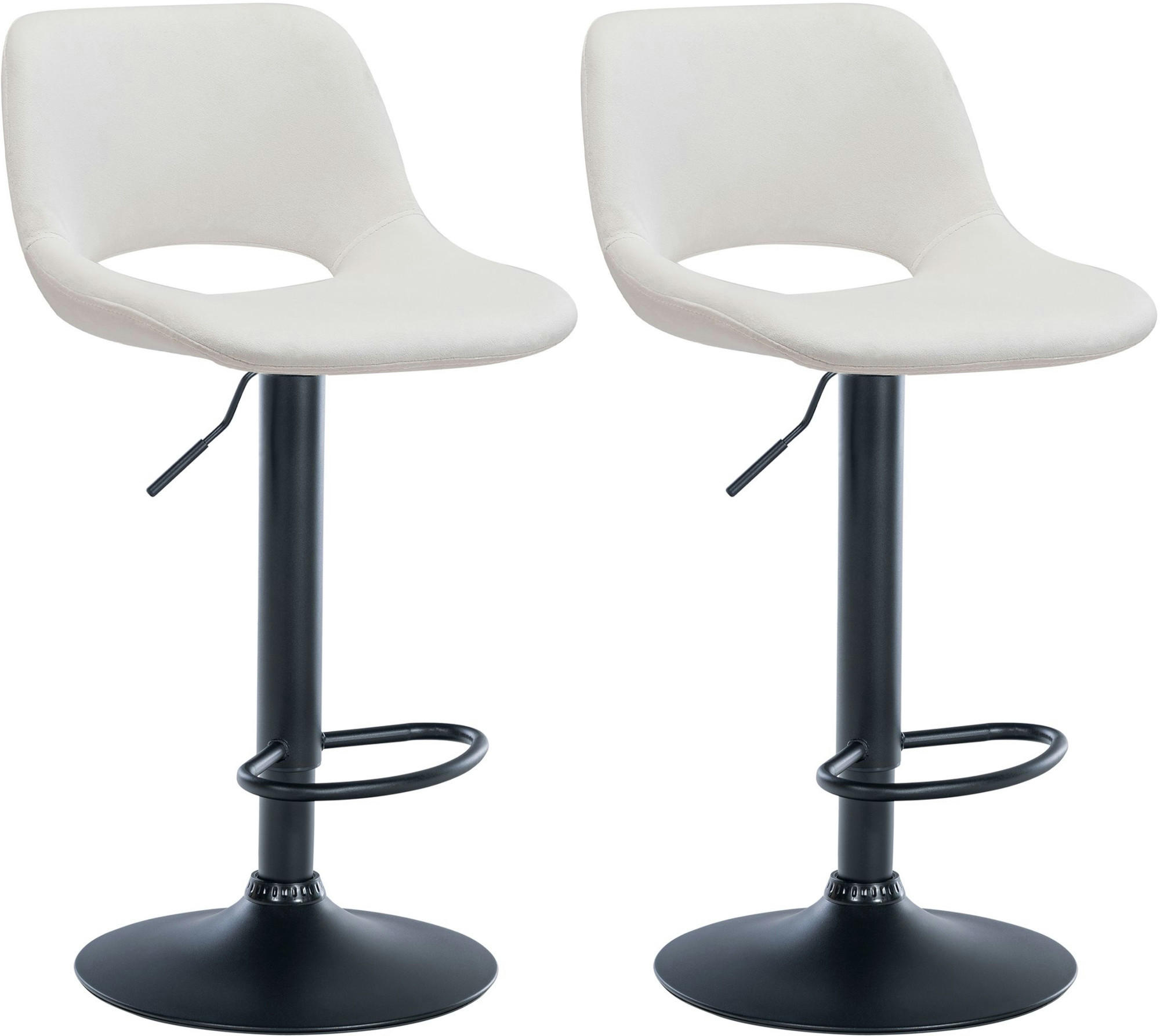 BARHOCKER 2er Set Samt creme - Creme/Schwarz, Textil/Metall (42/86/46cm) - CLP