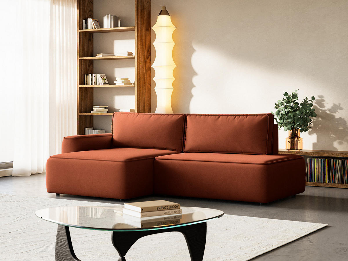 ECKSOFA Sarro mit Schlaffunktion, Rotbraun - Rostfarben, Textil (165/260cm) - Fedve