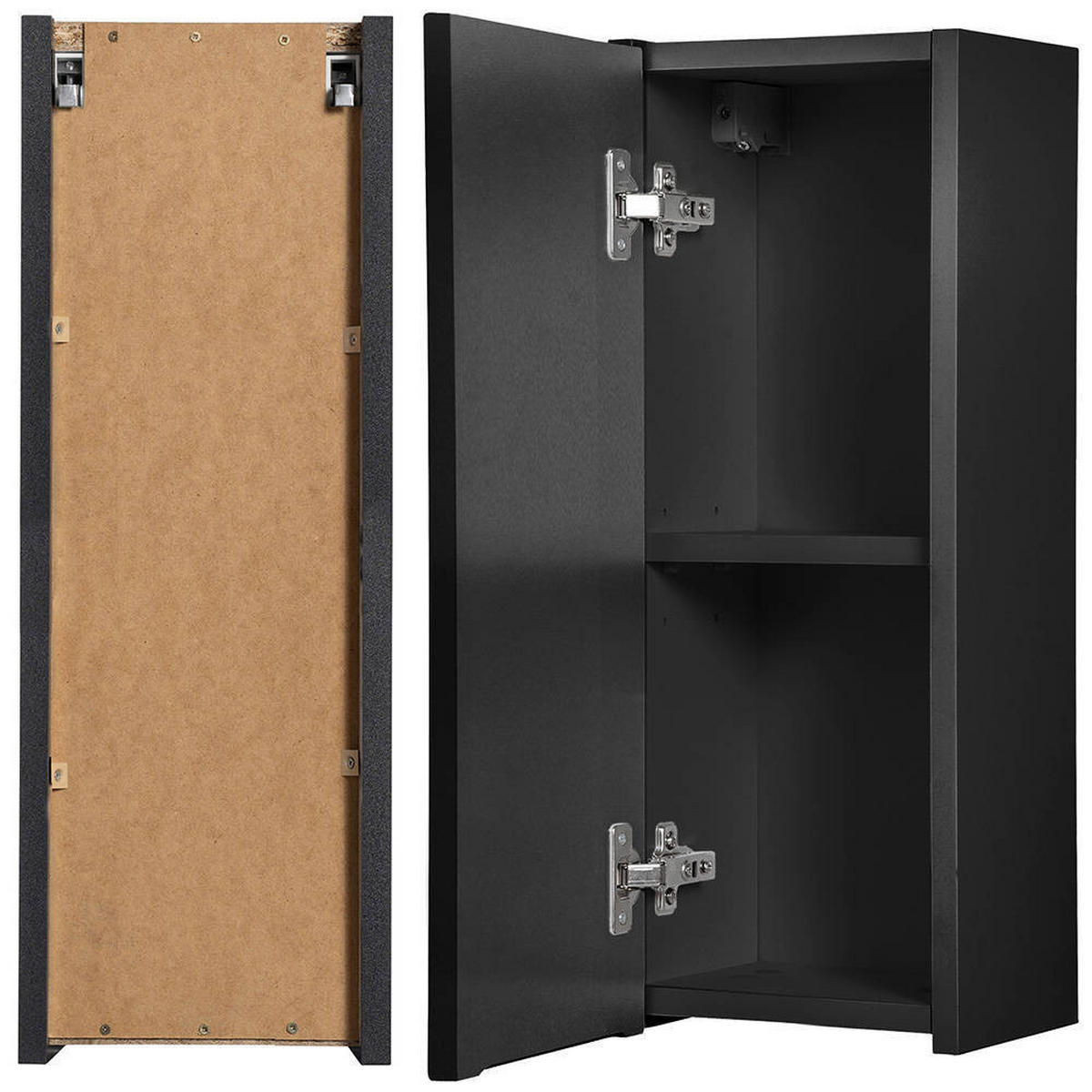 BAD-HÄNGESCHRANK Skelbolu - Schwarz, Holzwerkstoff (20/57/19cm) - [en.casa]