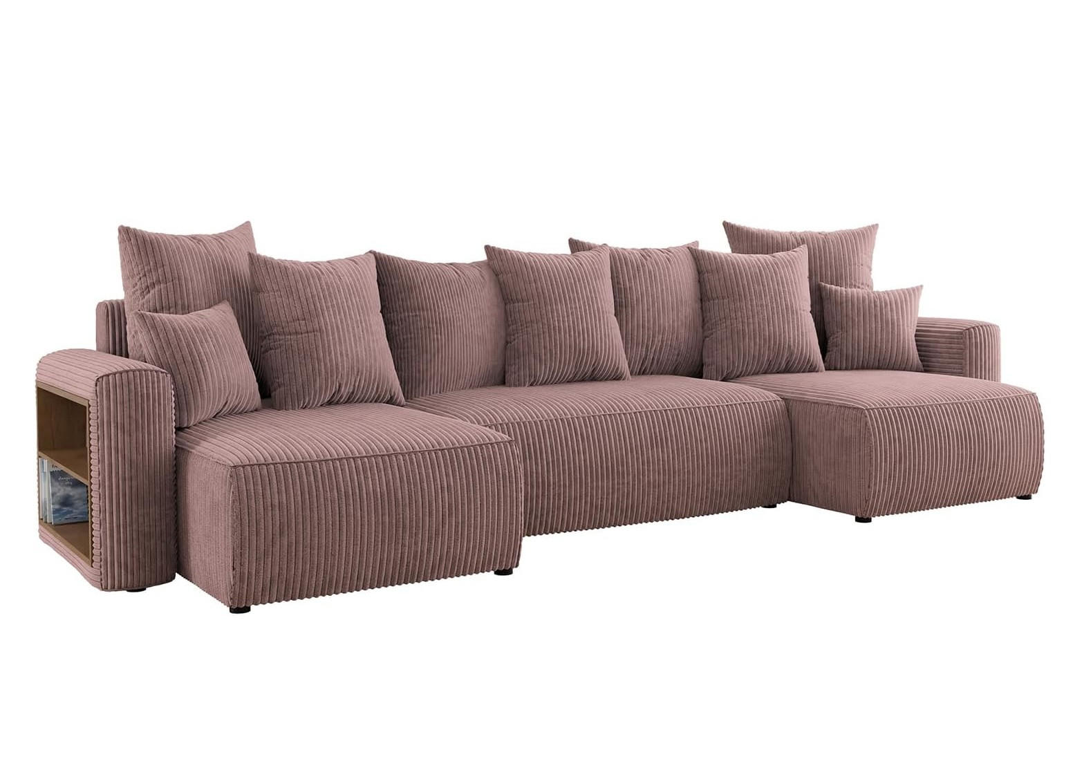 ECKSOFA SOLARIS U - Schwarz/Rosa, Holzwerkstoff (312/142cm) - Meblini