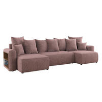 ECKSOFA SOLARIS U - Schwarz/Rosa, Holzwerkstoff (312/142cm) - Meblini