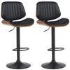 BARHOCKER 2er Set Lederlook Walnuss/Schwarz - Walnussfarben/Schwarz, Textil/Metall (50/94/50cm) - CLP