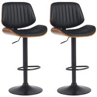 BARHOCKER 2er Set Lederlook Walnuss/Schwarz - Walnussfarben/Schwarz, Textil/Metall (50/94/50cm) - CLP